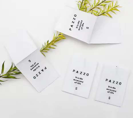 Factory Price Private Woven Damask Satin Brand Tags Custom Logo Tag Etiquette Personalise Eceason Woven Label for Clothes Print