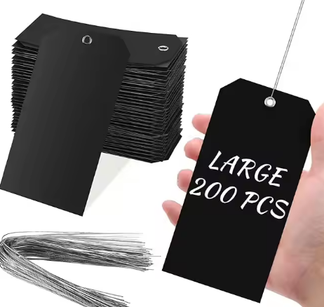 White plastic tag, luggage tag, waterproof tag with cord