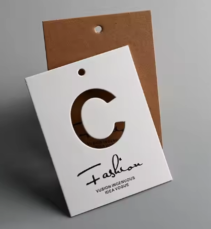 Custom Black Paper Hang Tag Envelop, Garment Luxury Gold Foil Hangtag for Fashion Clothing Trousers Bag Hair Extension Product