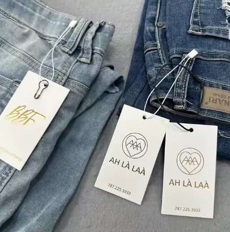 Wholesale Custom Clothing Cloth hang Tag Cotton Garment Swing Tag Fabric Hangtags Wholesale Custom Clothing Cloth hang Tag Cotton Garment Swing Tag Fabric Hangtags