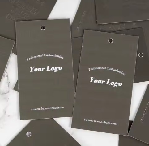 High Quality Custom Clothing Hanging Label Tag Printed Logo White Square Paper Hang Tag for Clothing