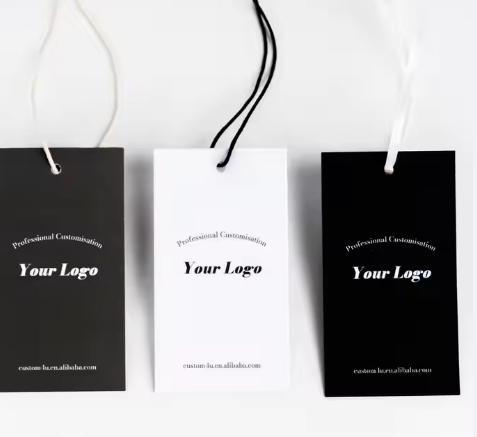 High Quality Custom Clothing Hanging Label Tag Printed Logo White Square Paper Hang Tag for Clothing Brand Hang Tags