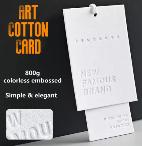 White Card Paper Hangtag New Design Custom Offset Printing Die Cut Logo Hang Tags for Clothing