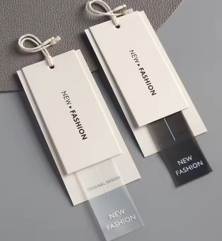 White Card Paper Hangtag New Design Custom Offset Printing Die Cut Logo Hang Tags for Clothing