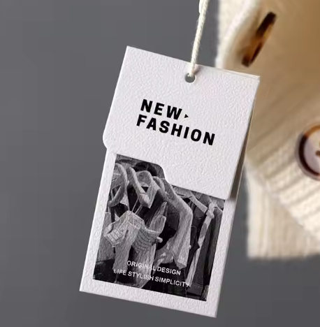 Custom Cheap Fabric Clothing hang Tags Garment Hanging Tag With String Thick Cardboard clear Pvc hang Tags for Swimwear