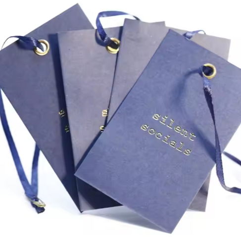 Wholesale Luxury Custom Logo Embossed Clothing Hang Tag Thick Paper Garment Hang Tag White Square Swing Tags