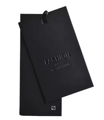 High Quality Custom Design Printing Name Logo Paper Garment Premium Hangtag Labels Embossed Textured Hang Tag