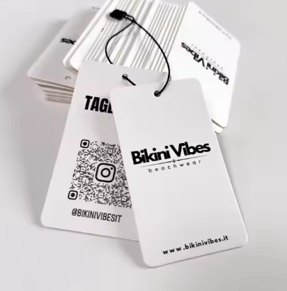 High Quality Custom Design Printing Name Logo Paper Garment Premium Hangtag Labels Embossed Textured Hang Tag