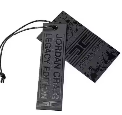 High Quality Custom Design Printing Name Logo Paper Garment Premium Hangtag Labels Embossed Textured